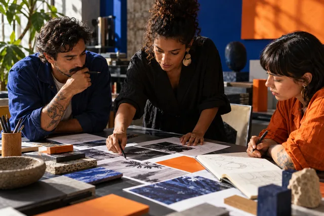 Estudiantes trabajando en un proyecto de diseño